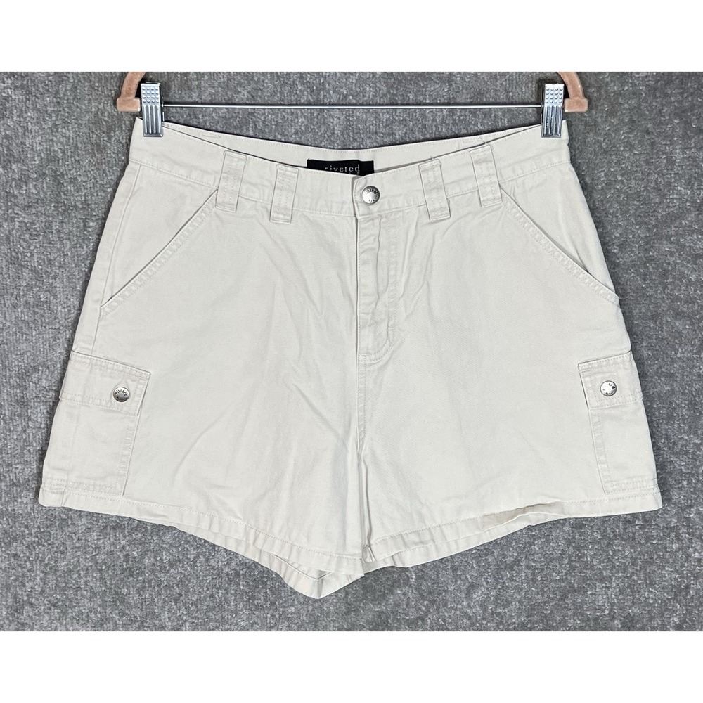 Riveted By Lee Cargo Utility Shorts Women Size 12 Off White High Rise Vintage